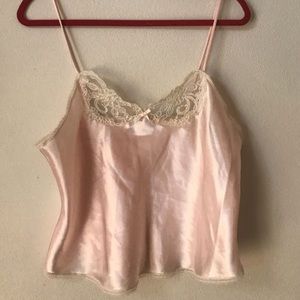 Silk baby pink top. Lingerie or night out.